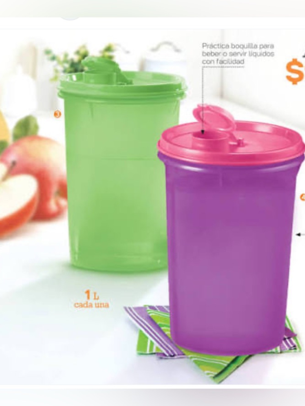 Plastic Beverage Cup with Flip Spout - Purple  & Green Set of 2